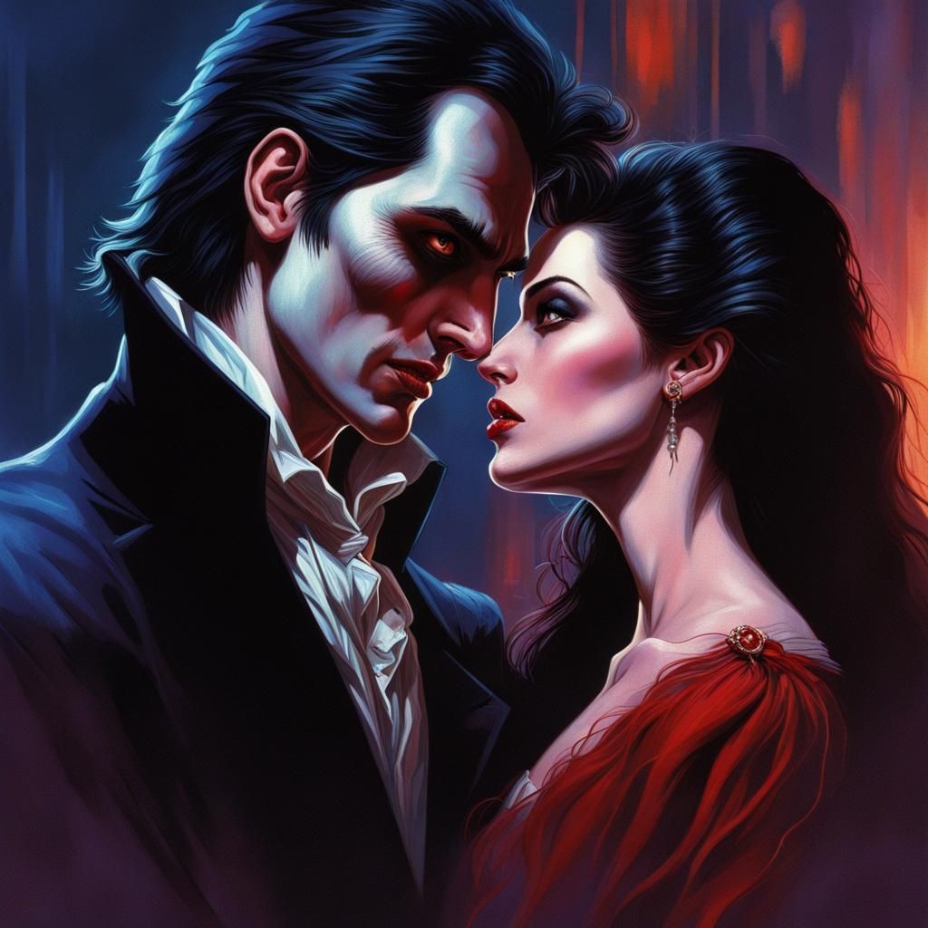 1980s Vampire Love Story: Hyperrealistic Concept Art