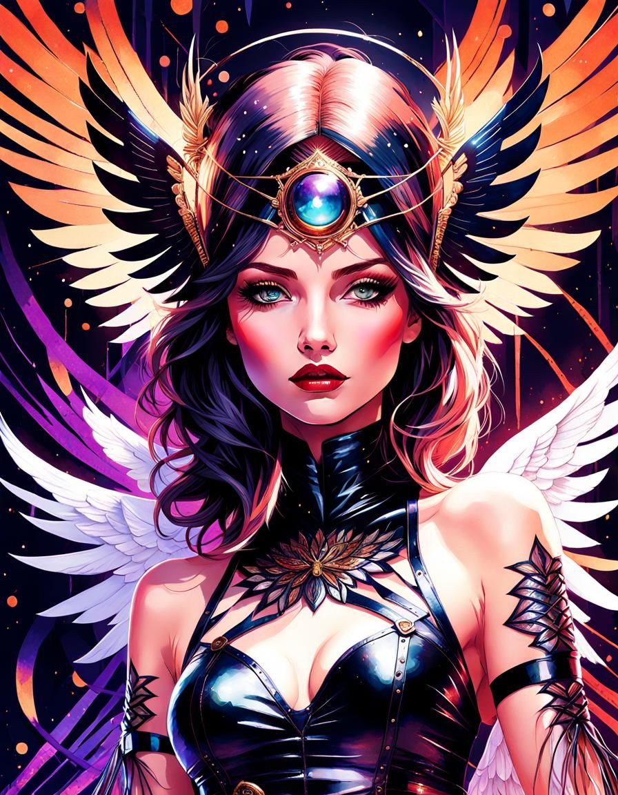 Beautiful Dark Angel in Latex Bikini