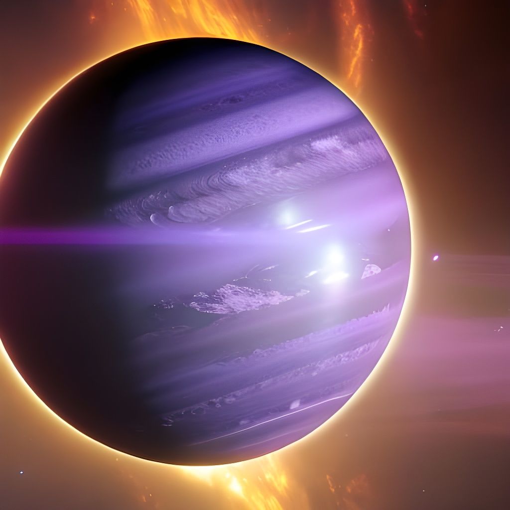 Purple Ringed Planet in Space: Digital Art