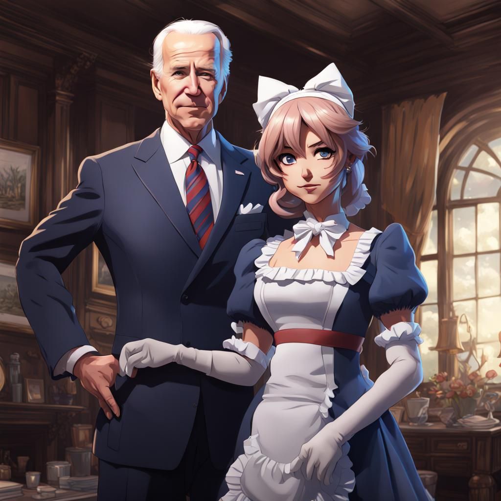 Joe Biden as Anime Catgirl in Maid Dress