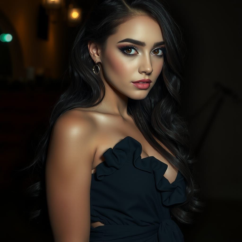 Artsy Elegant Girl in Ukraine at Night