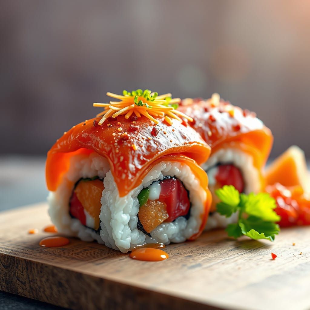 Sushi in Whimsical Fantasy Art Style