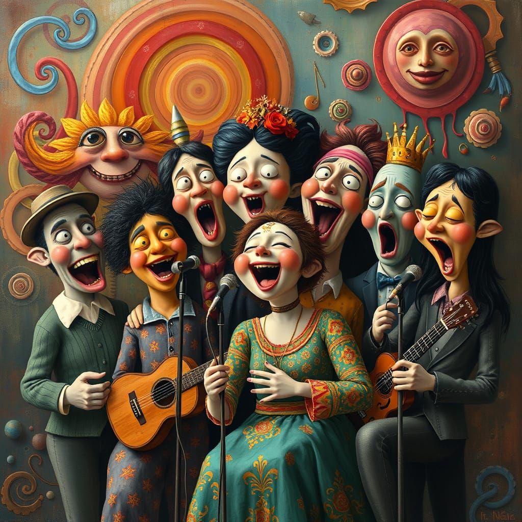 Whimsical Singers in Joyful Chaos