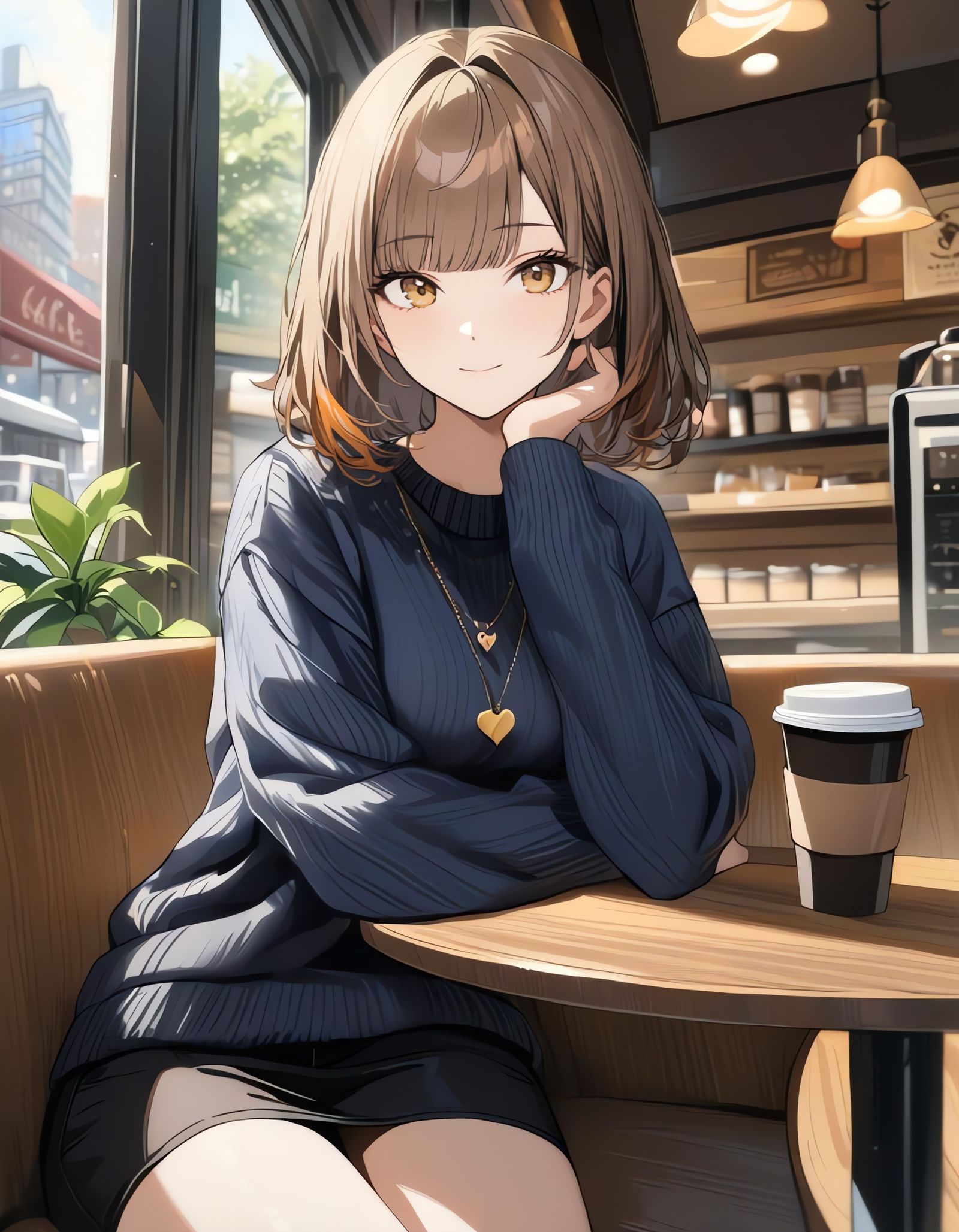 Sitting Beauty in City Lights