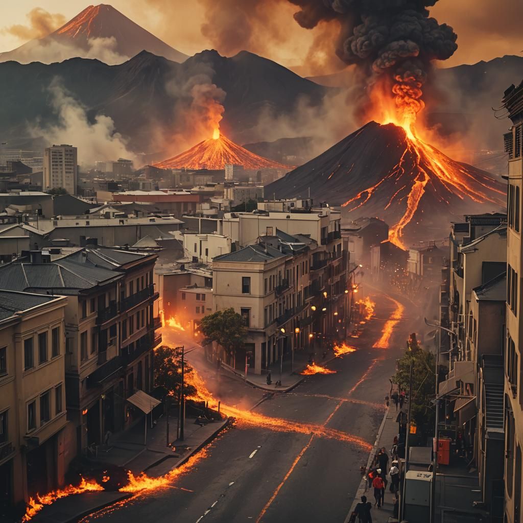 STROMBOLI lava Fire overflow from craters, avalanches, hydro...