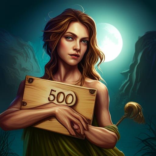 Beautiful Fairy Holding a Sign in Hyperreal Style