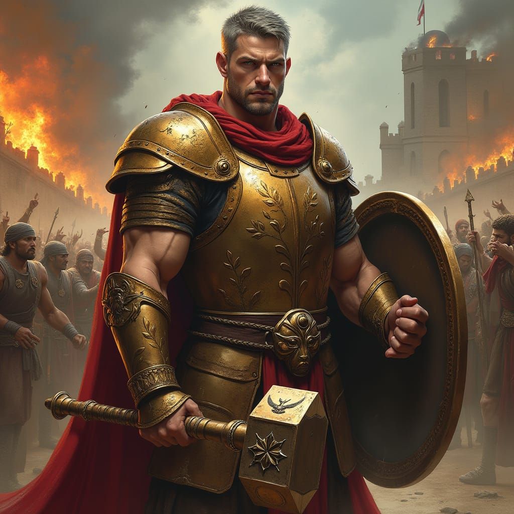 Heroic Half-Elf Cleric in Fantasy Realism Style