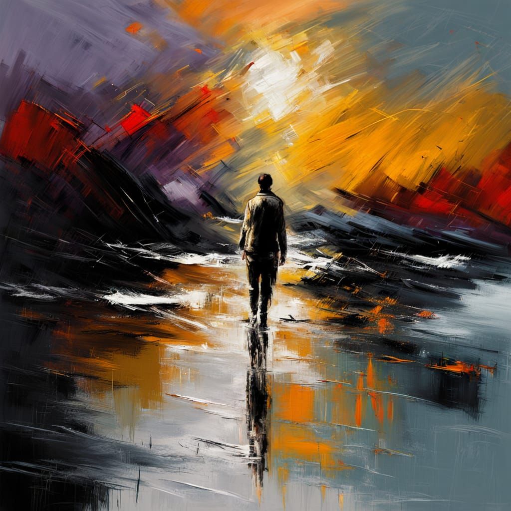 Blackbird in Tachisme Style with Dynamic Brushwork