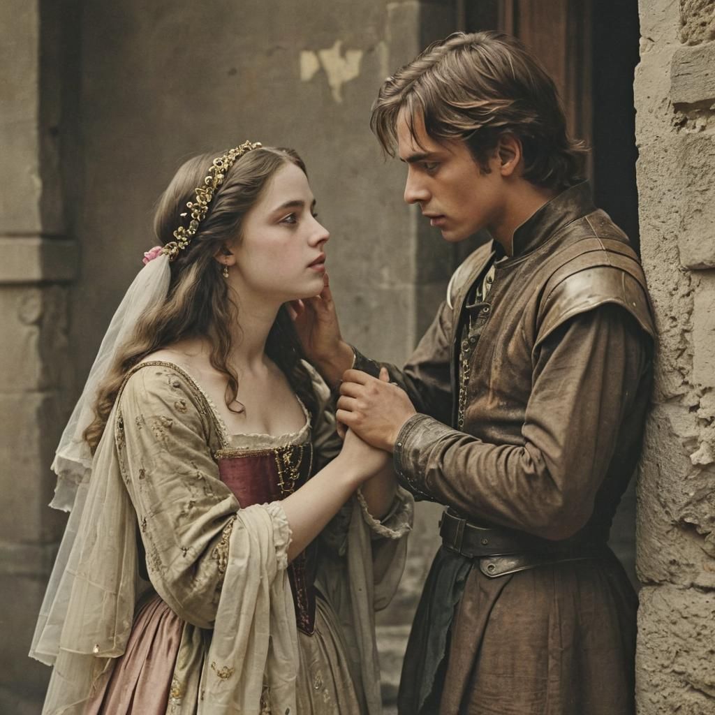 Romantic Photo of Romeo and Juliet in Early 20th Century Sty...