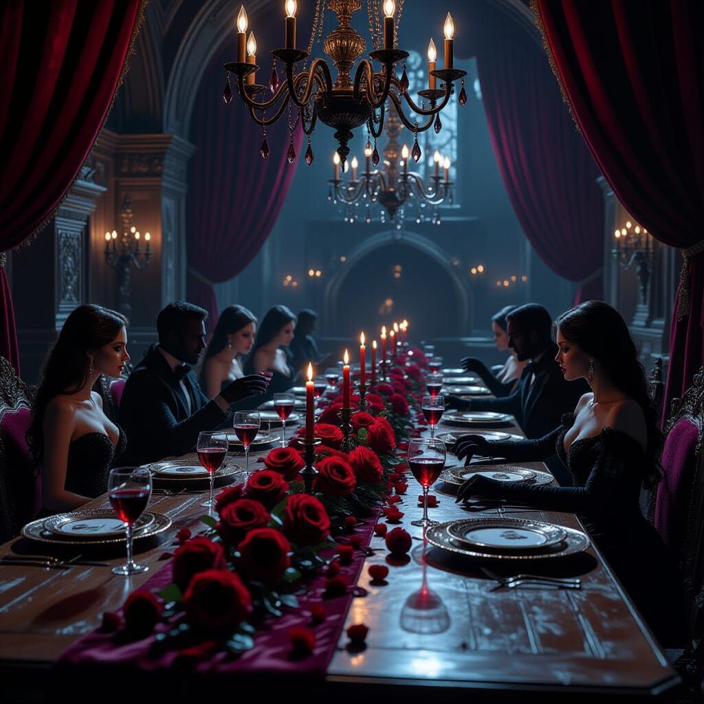 Haunting Banquet in Cursed Castle with Spectral Guests