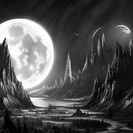 Fantasy World in Ink: Detailed Matte Painting
