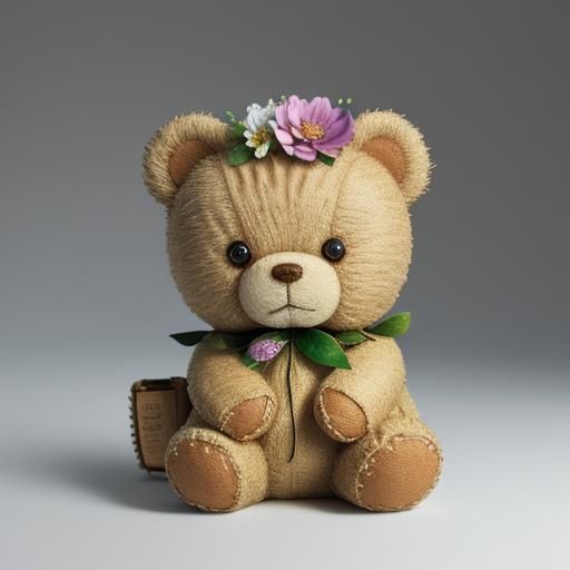 Hyperrealistic Plant Cat and Teddy Bear Concept Art