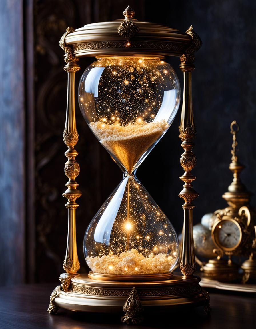 Magical Hourglass Filled with Sparkling Nebulous Stars
