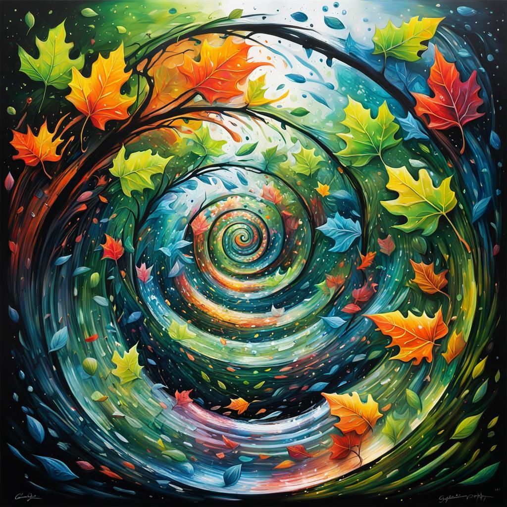 Graffiti Art: Glass Leaves and Trees Spiral