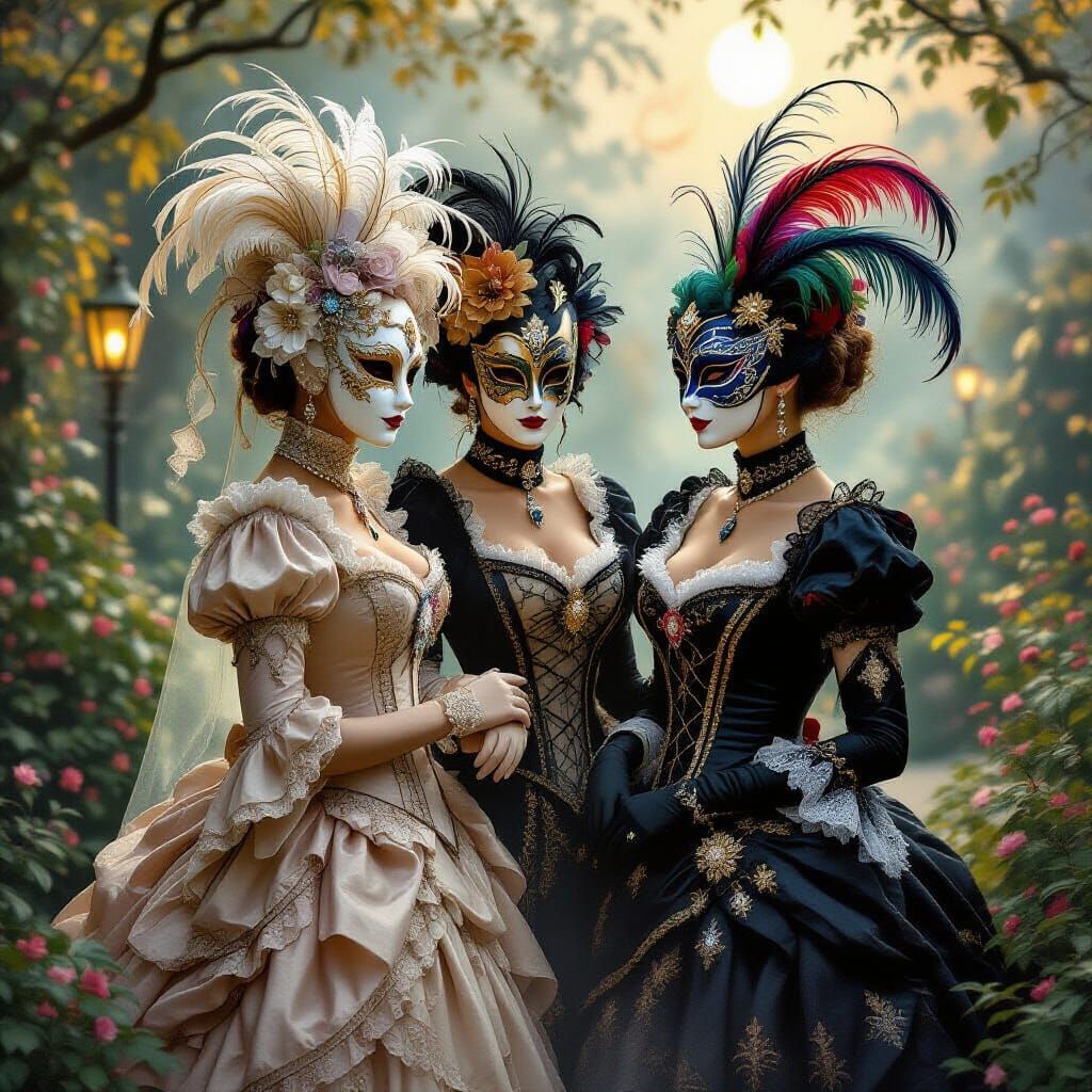 Masquerade Ball on Halloween Night in Mystical Garden