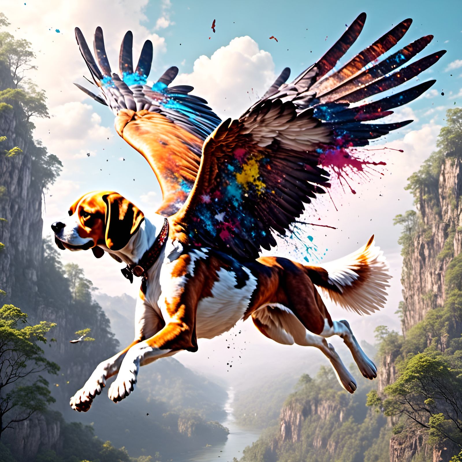 Eagle Beagle Hybrid Soars in Digital Illustration