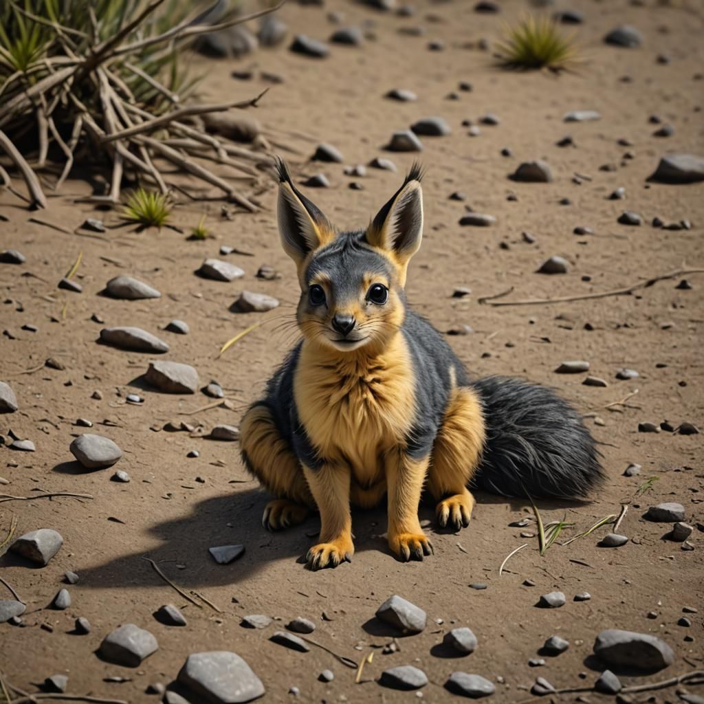 Adorable Baby Patagonian Mara in Detailed Matte Painting