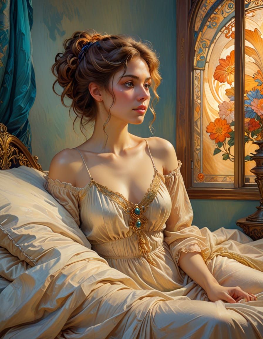 Renaissance Portrait of Woman in Oil Painting Style