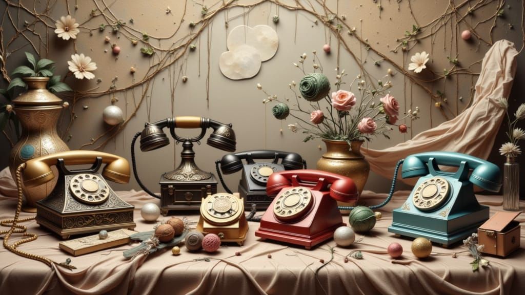 Vintage Phones in Art Nouveau Style
