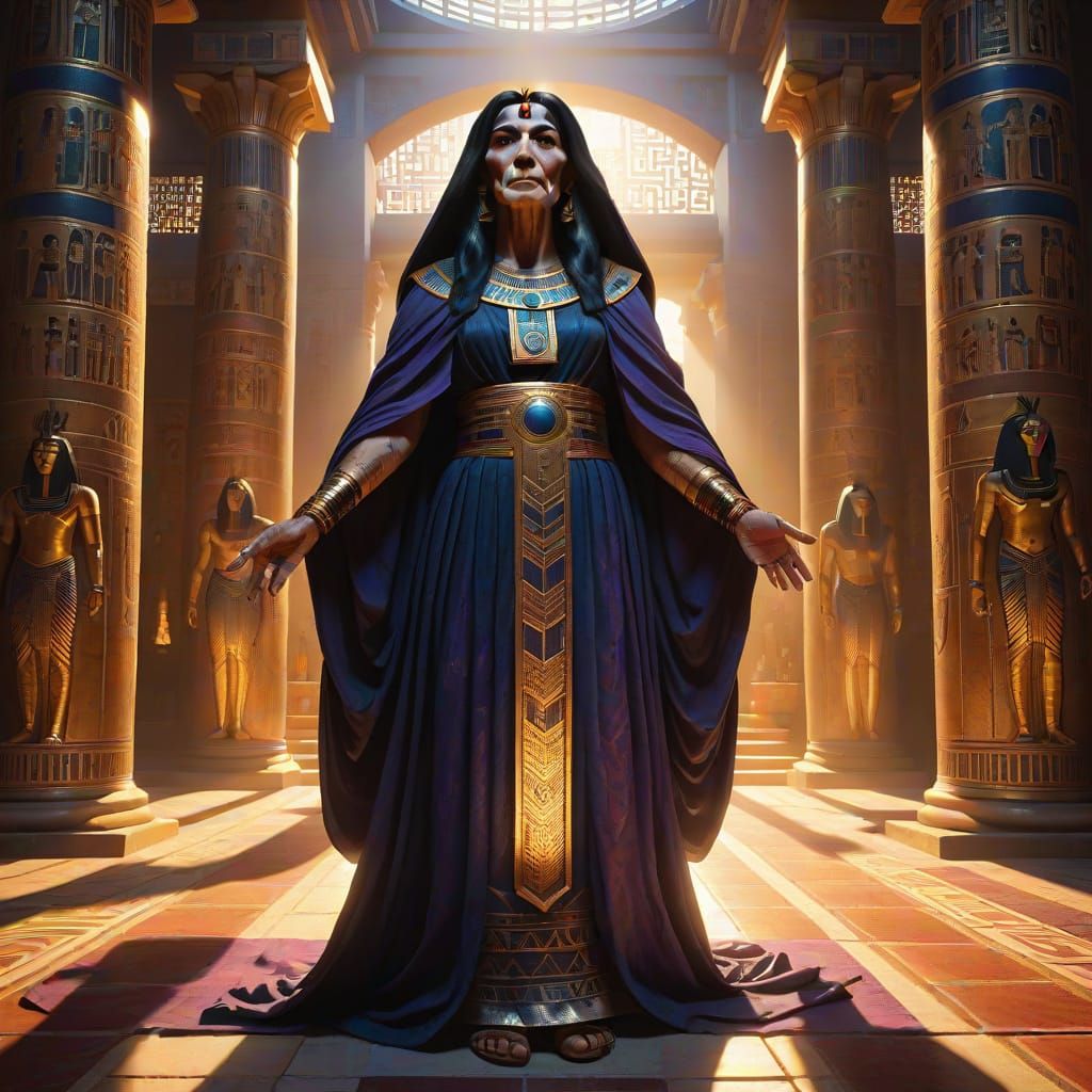 Elegant Goddess Qetesh in Ancient Egyptian Temple