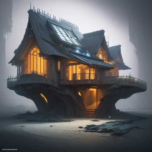 Hyperrealistic House of the Future Concept Art