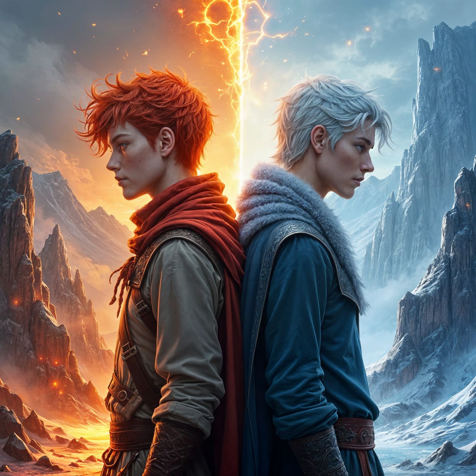 Fantasy Book Cover: Fire and Ice Portrait