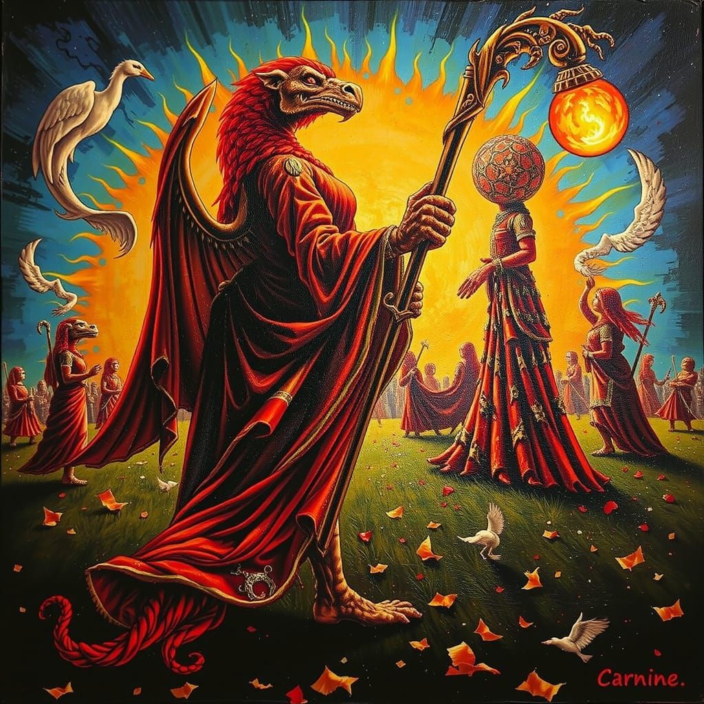 Vivid Abstract Red Forms Swirling and Twisting