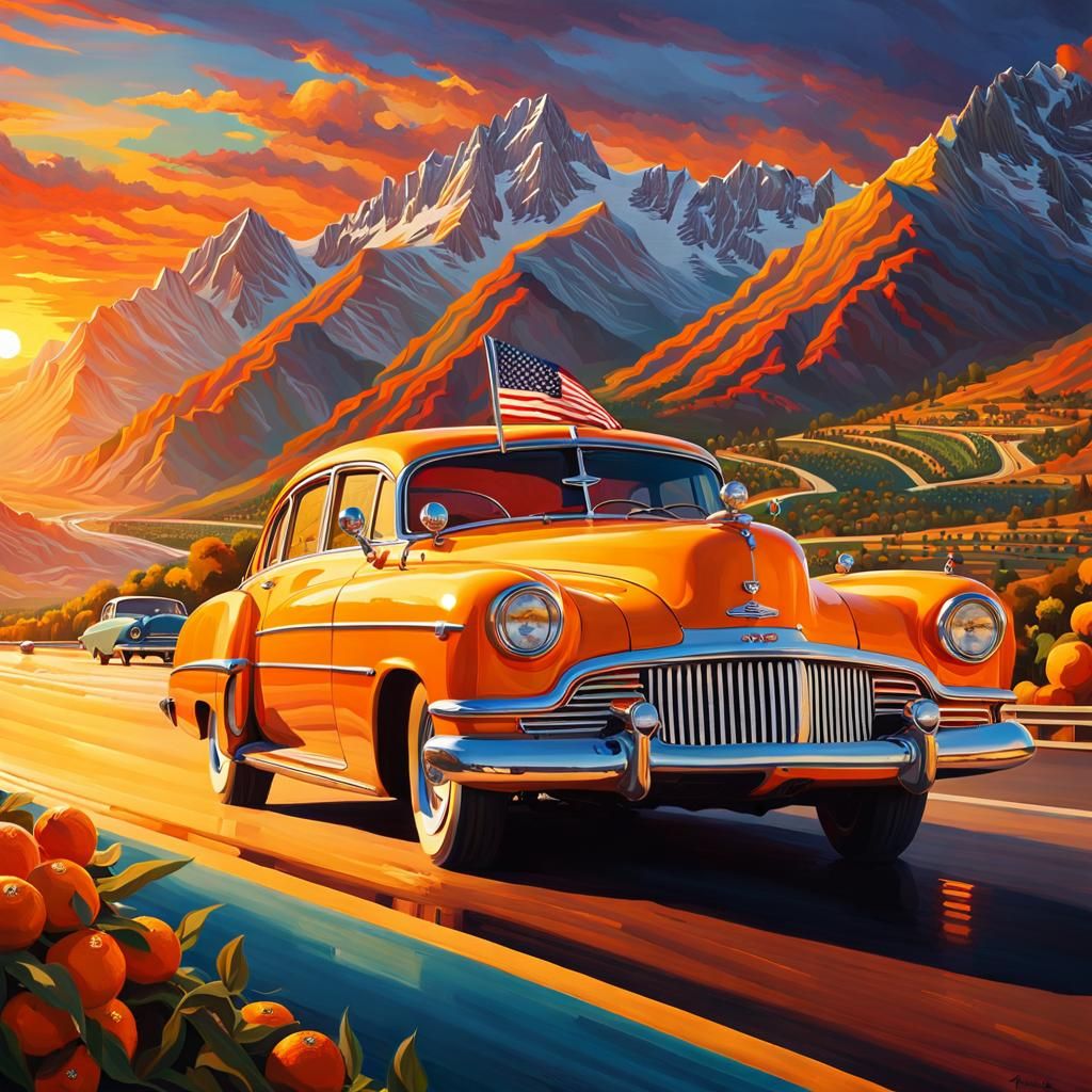 Giant Ladies Racing with Presidents at Sunset