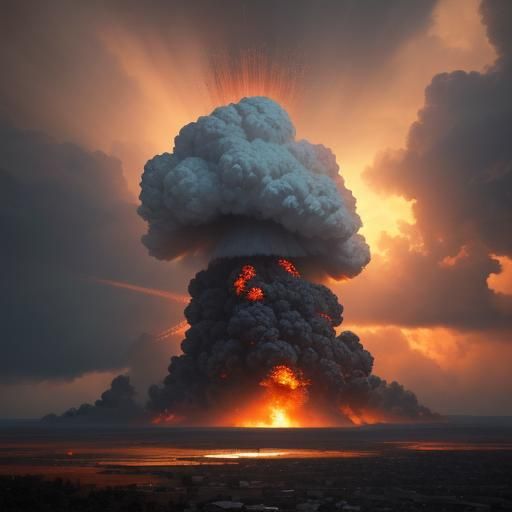 Nuclear Embrace: Hyperrealistic Thermonuclear Scene