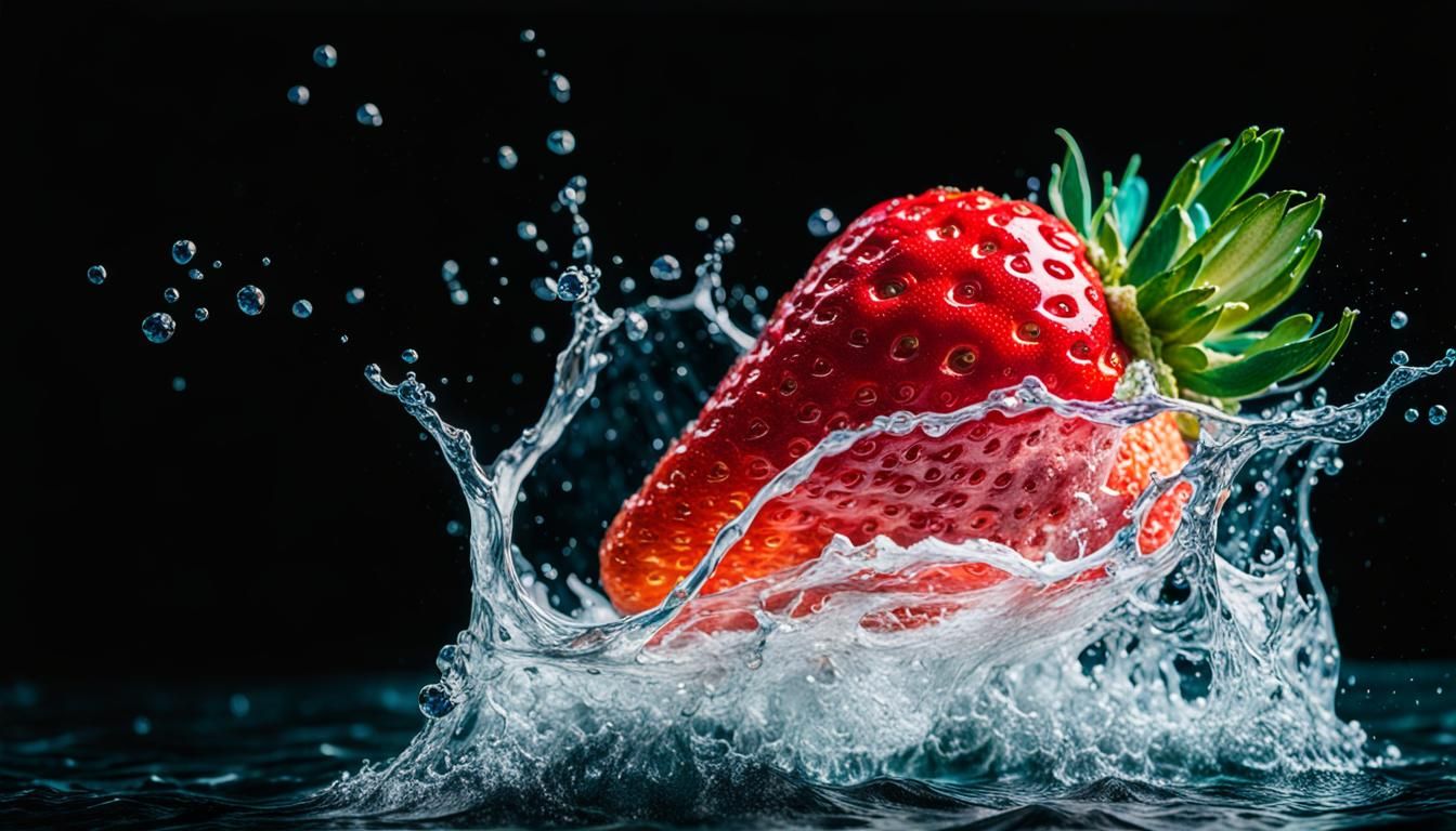Surreal Strawberry Tidal Wave in Open Sea