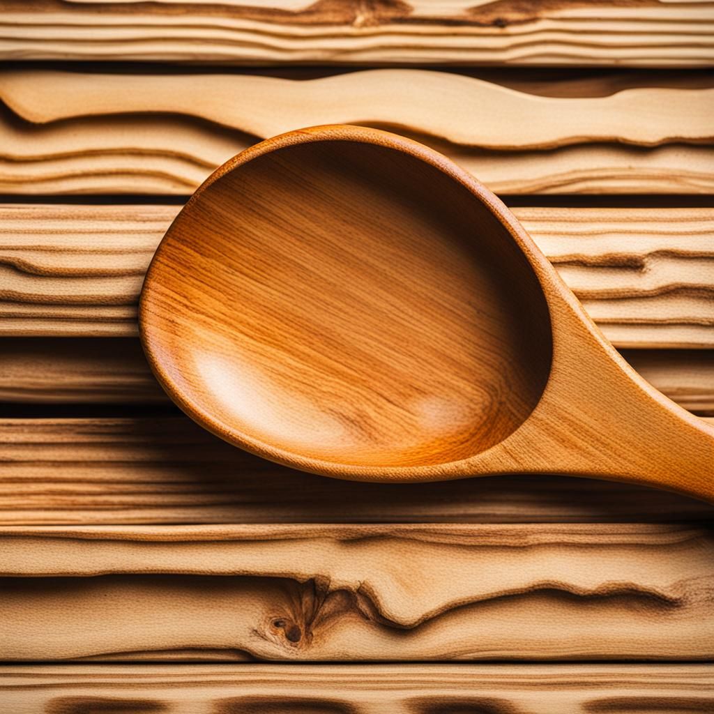 Detailed Close-Up of a Wooden Spoon