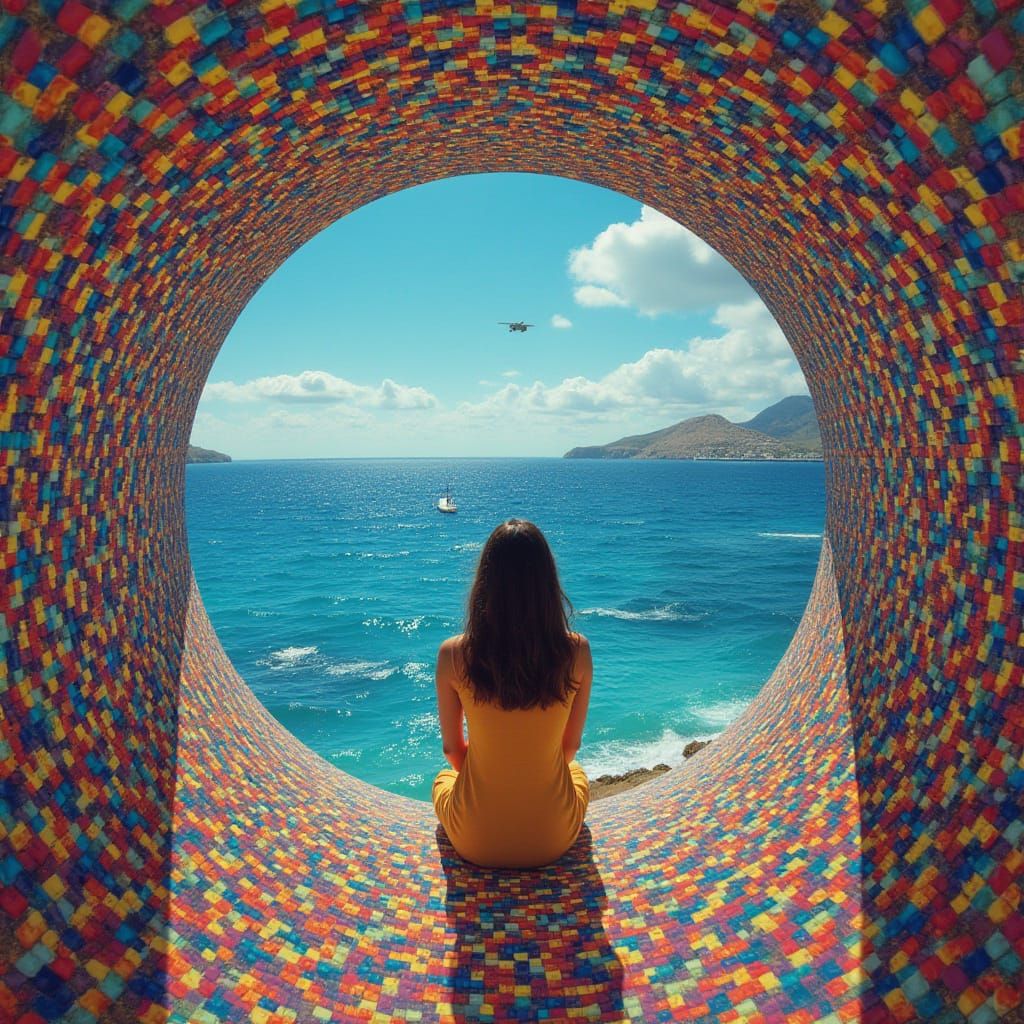 Kaleidoscope Ocean View in Op Art Style