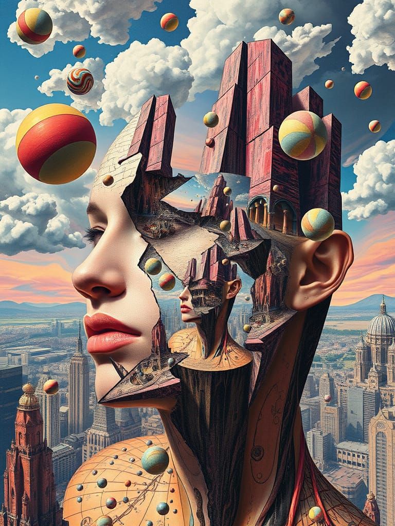 Surrealist Beauty Standard in a Dreamlike Scene