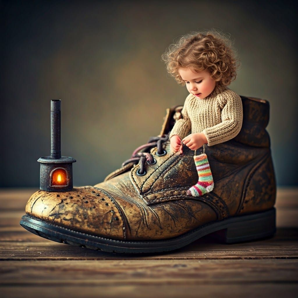 Whimsical Childhood Scene in Vintage Style