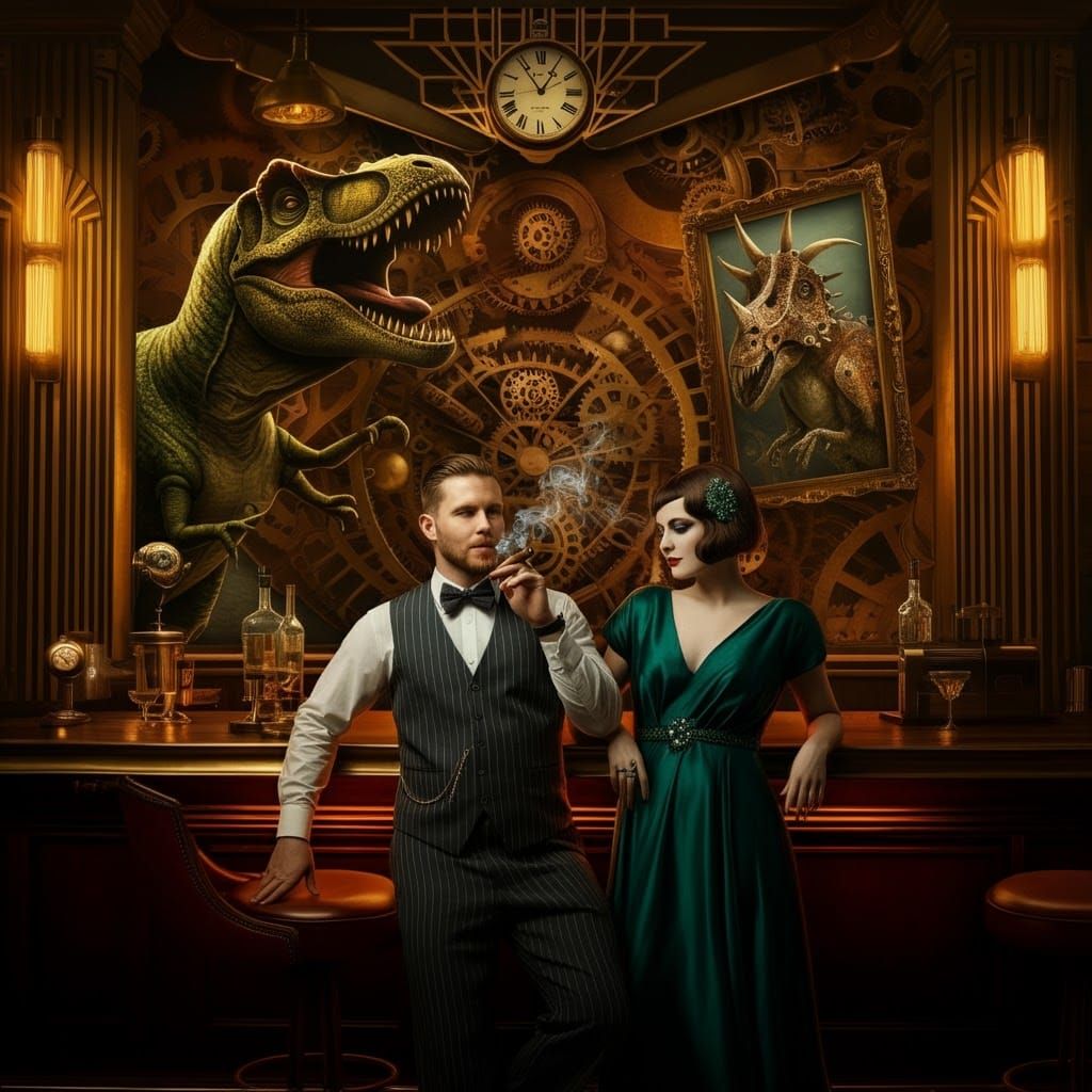Ethereal 1920s Speakeasy Radiates Golden Opulence and Refine...