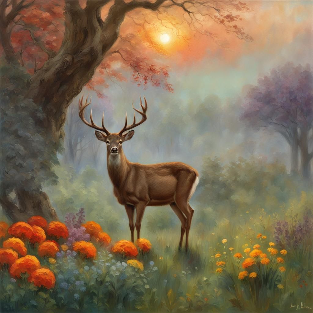 Vivid Sunrise Landscape in Alma-Tadema Style