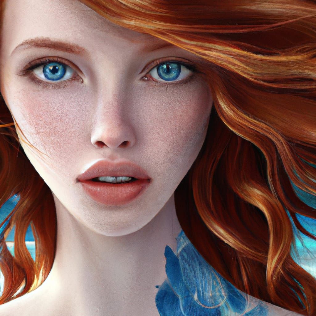 Ginger Goddess Portrait in Hyper-Realistic Digital Illustrat...