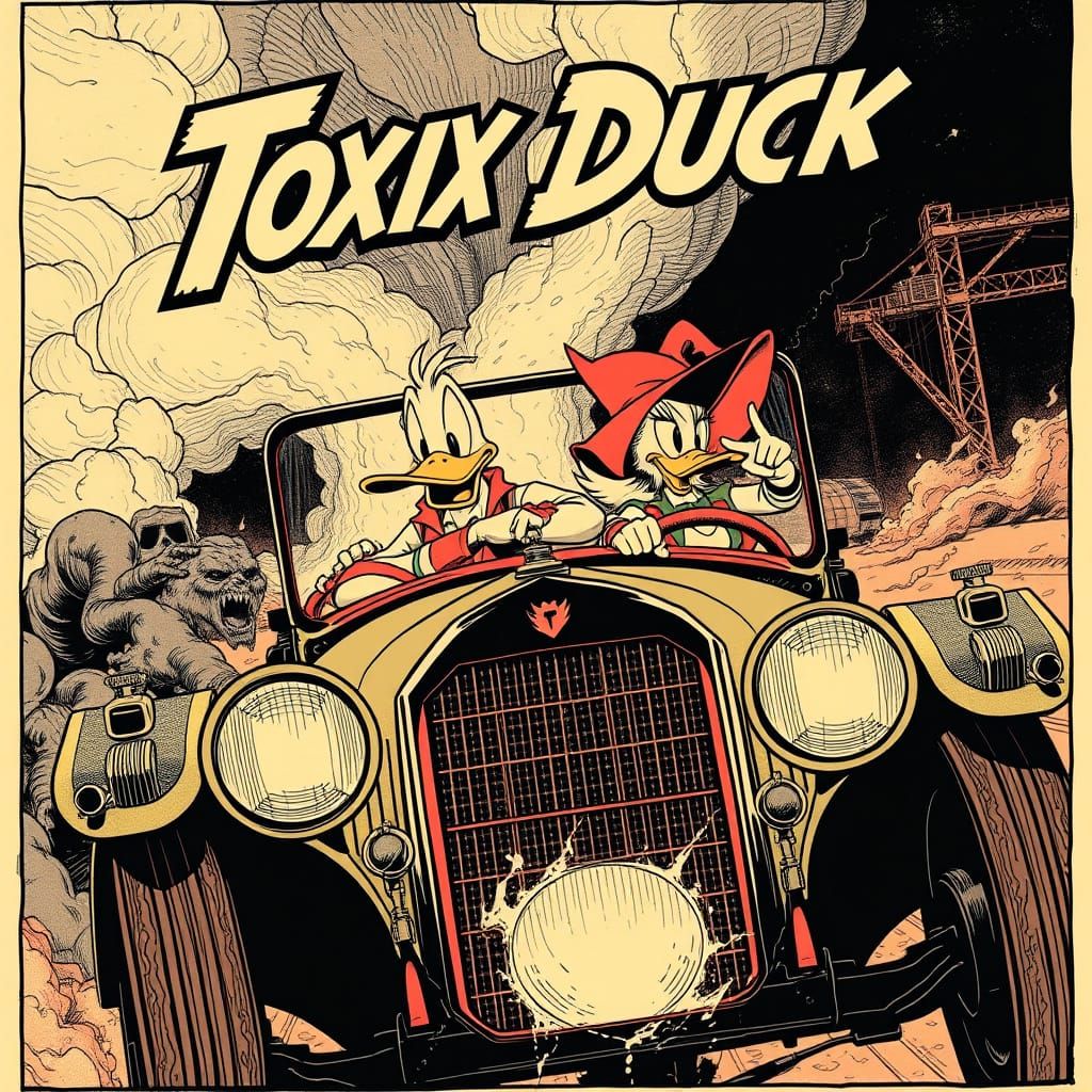 Toxic Duck Comic Cover in Retro-Futuristic Style