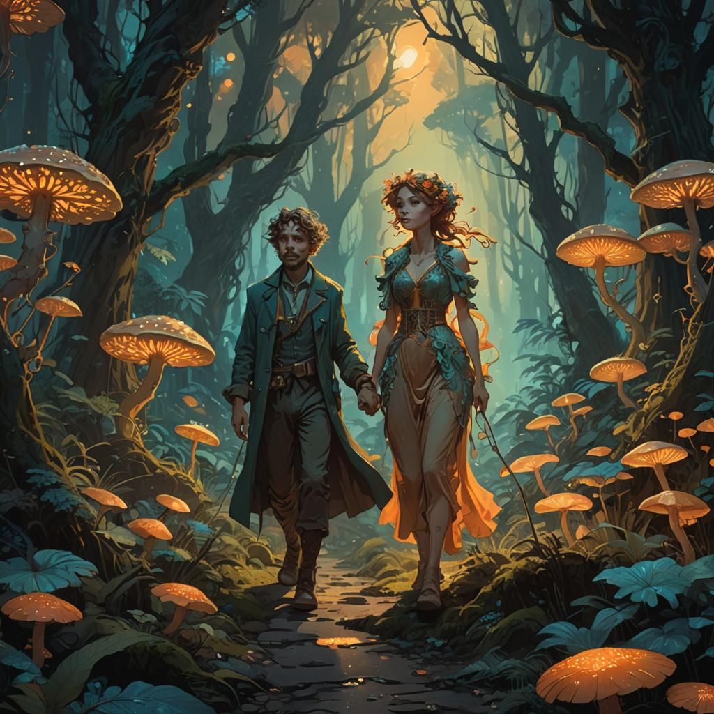 Crumbelina in Mystical Forest, Art Nouveau Concept