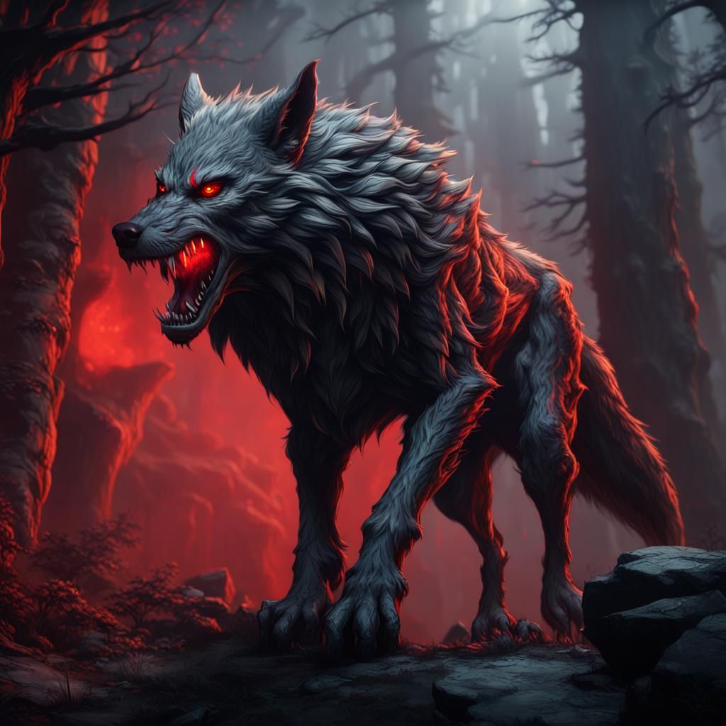 Red-Eyed Werewolf Fantasy Concept Art