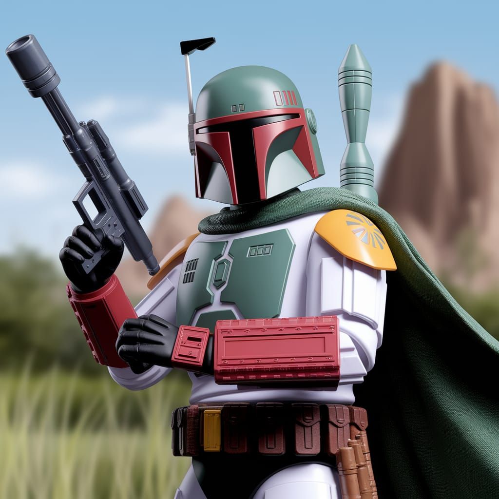 Boba Fett in Action-Packed Sci-Fi Illustration