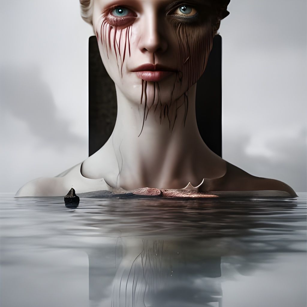 Surreal Woman in Water: Dreamlike Stopmotion Photograph