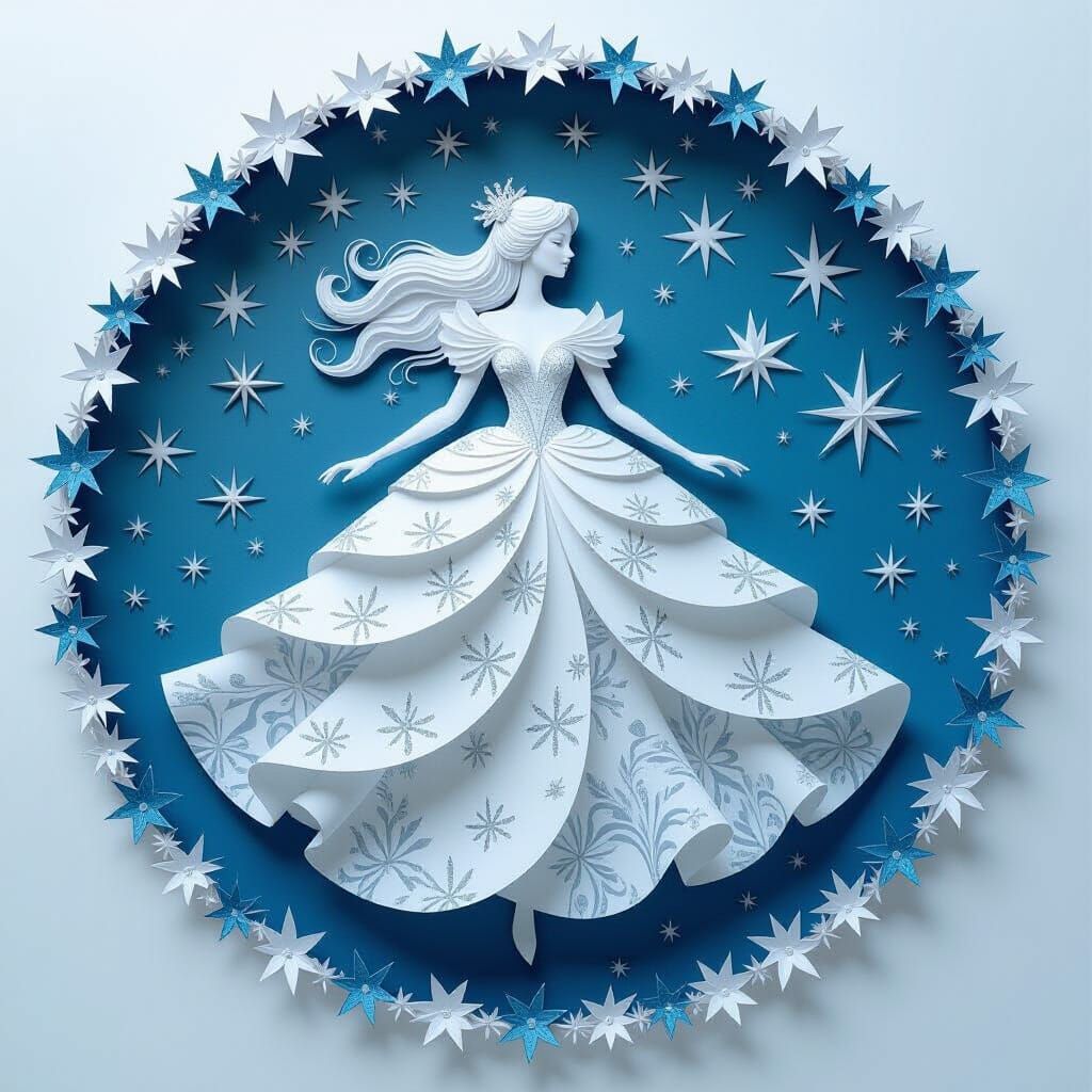 Celestial Paper Constellation Lady in Nebula