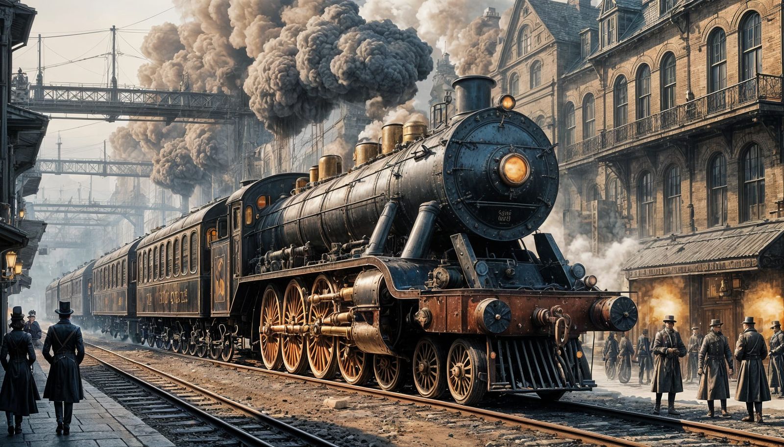 Majestic Steampunk World with Airships and Steam-Powered Mac...