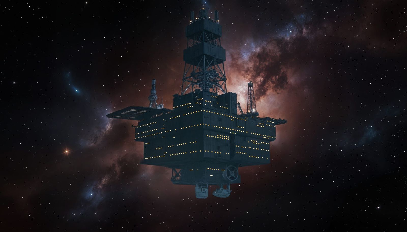 Deep Space Waystation Orbiting Alien Planet