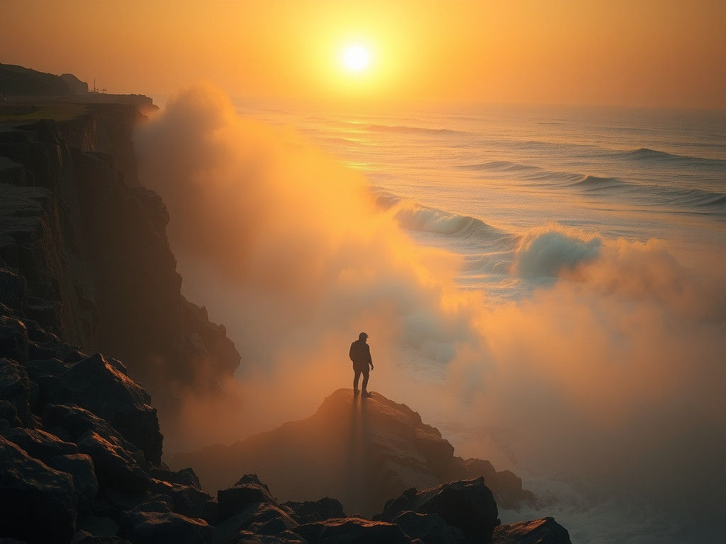 Hyperrealistic Coastal Sunset Scene in Cinematic Style