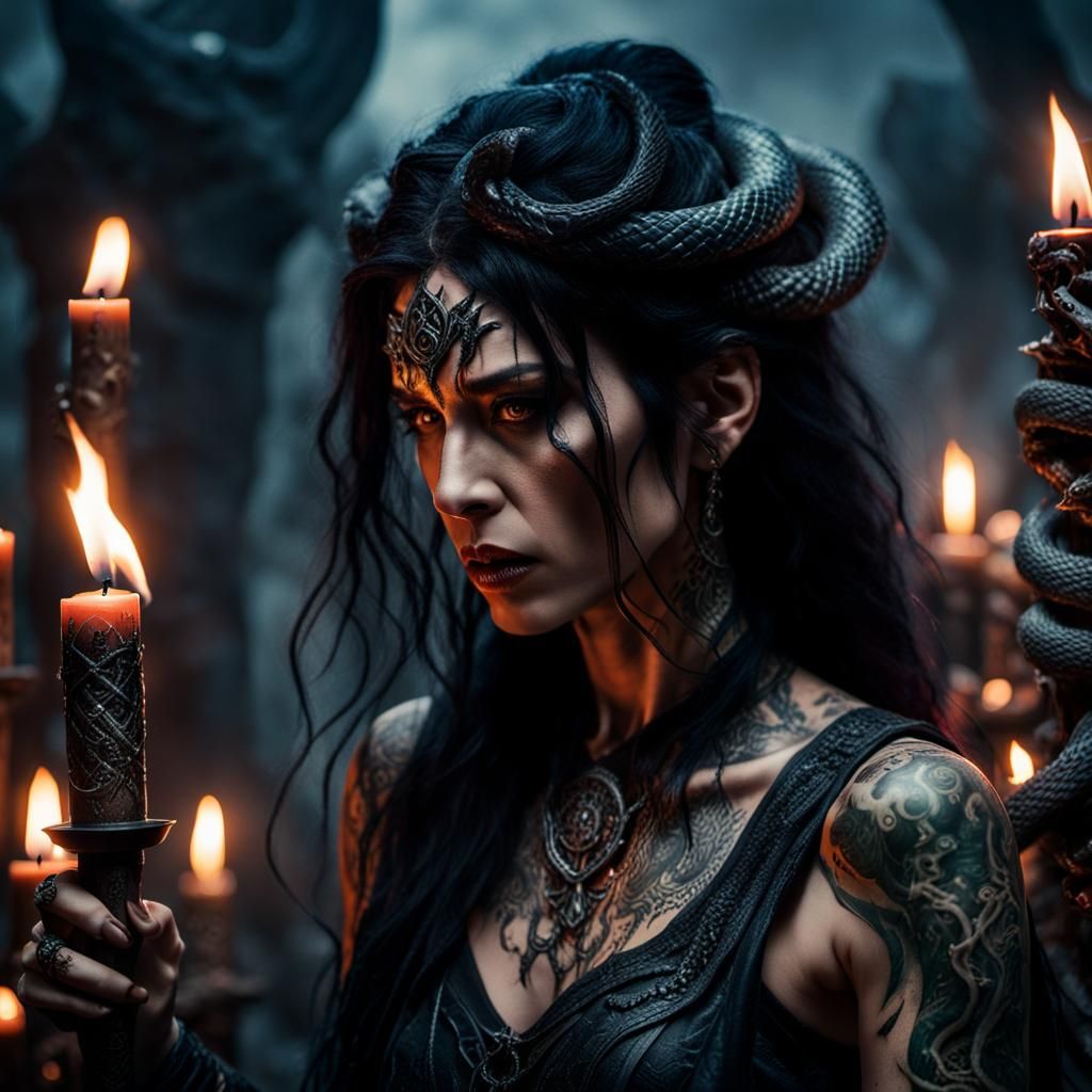 Mystical Warrior Sorceress in Dark Fantasy Art