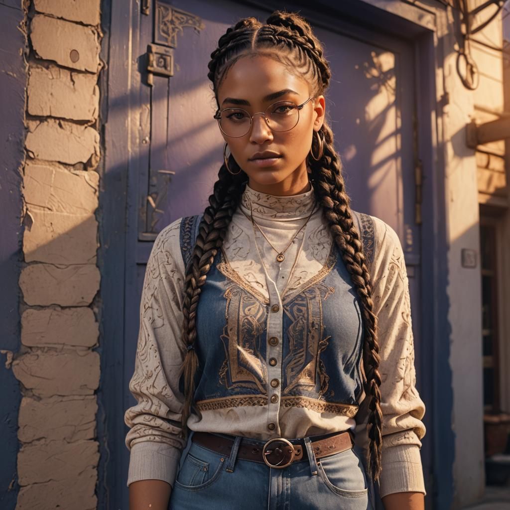 Braided Girl in Crop Top: Fantasy Concept Art