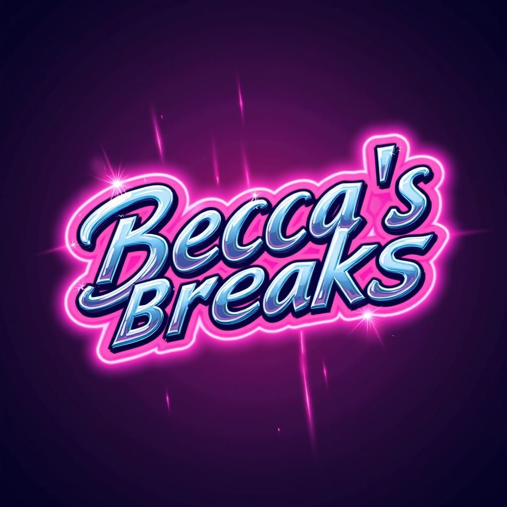 Neon-Retro Futuristic Logo for Becca's Breaks Trading Card L...