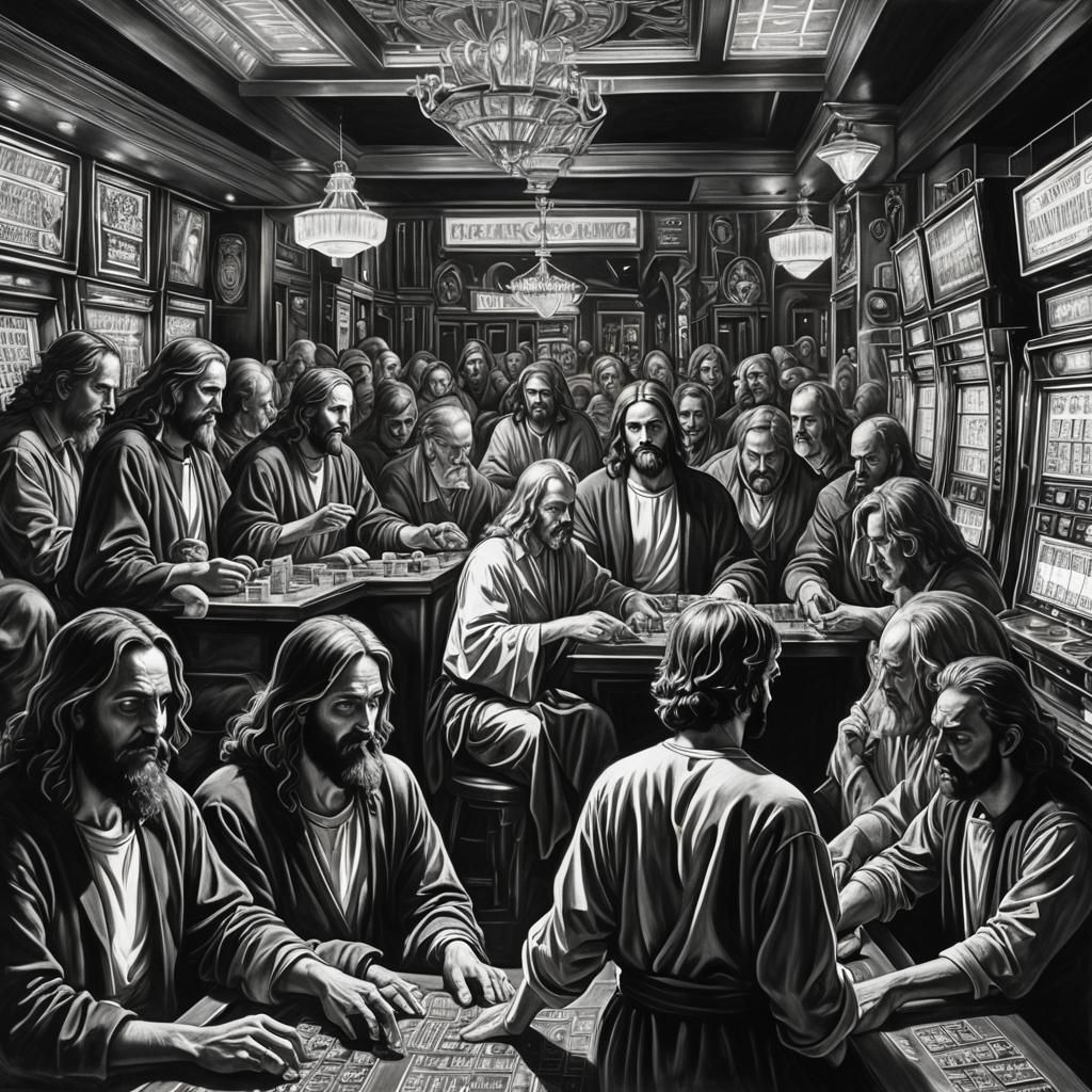 The Last Supper in Las Vegas: Charcoal Drawing